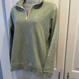 Vineyard Vines Women's Sage Green 1/4 zip Neck Sweater M